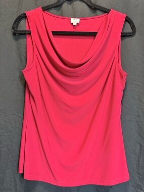 Tahari Hot Red Draped Cowl Neck Sleeveless Camisole